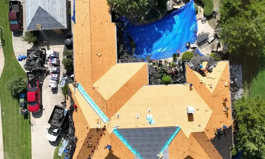 Professional Storm Damage Roof Repair being performed in Land O' Lakes